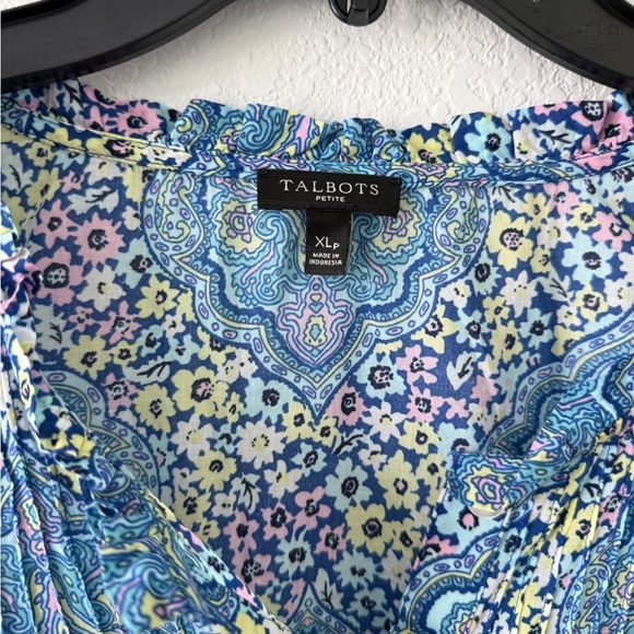 Talbots Blue and Pink Patterned Blouse - Picture 5 of 10